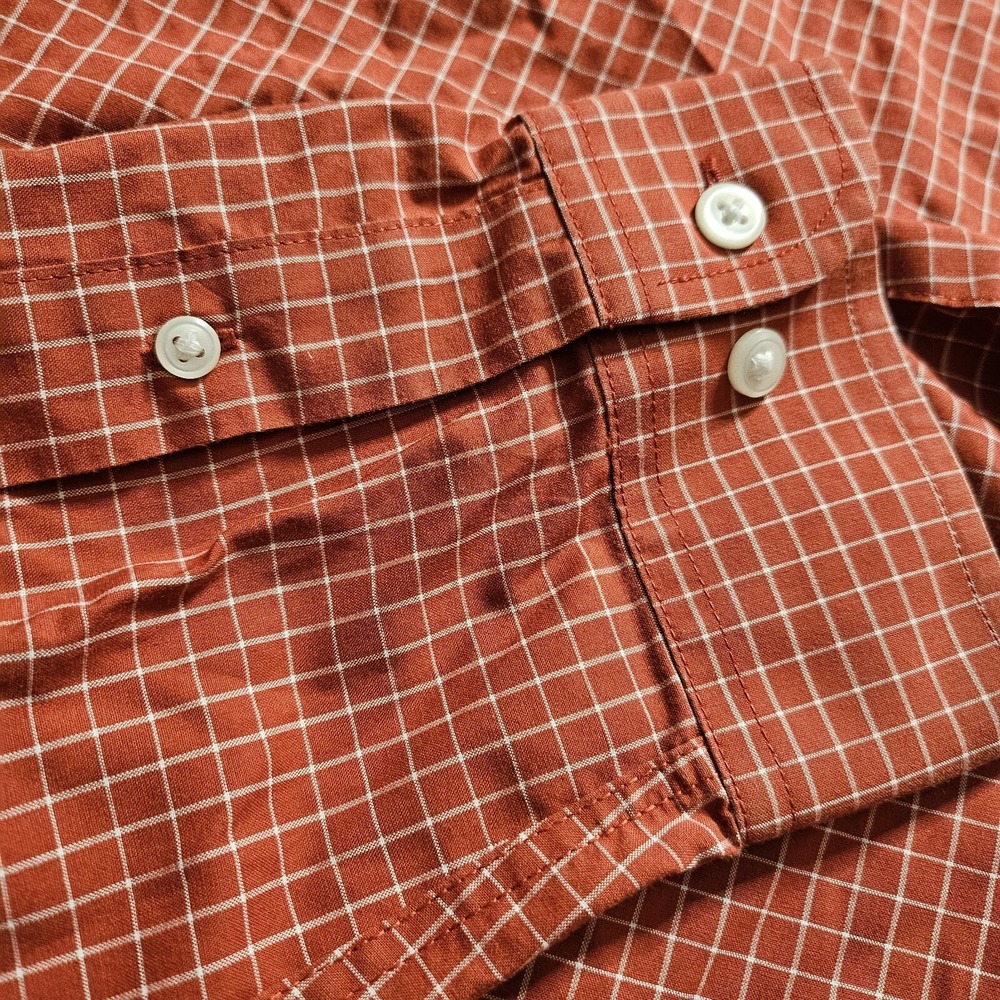 LL Bean Traditional Fit Long Sleeve Button Down Red Check Mens Large - Picture 6 of 11